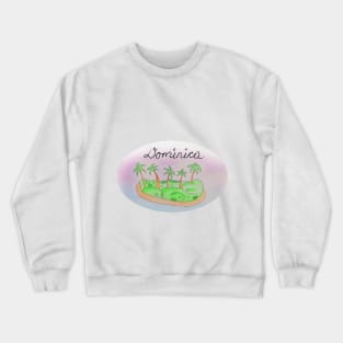 Dominica watercolor Island travel, beach, sea and palm trees. Holidays and vacation, summer and relaxation Crewneck Sweatshirt